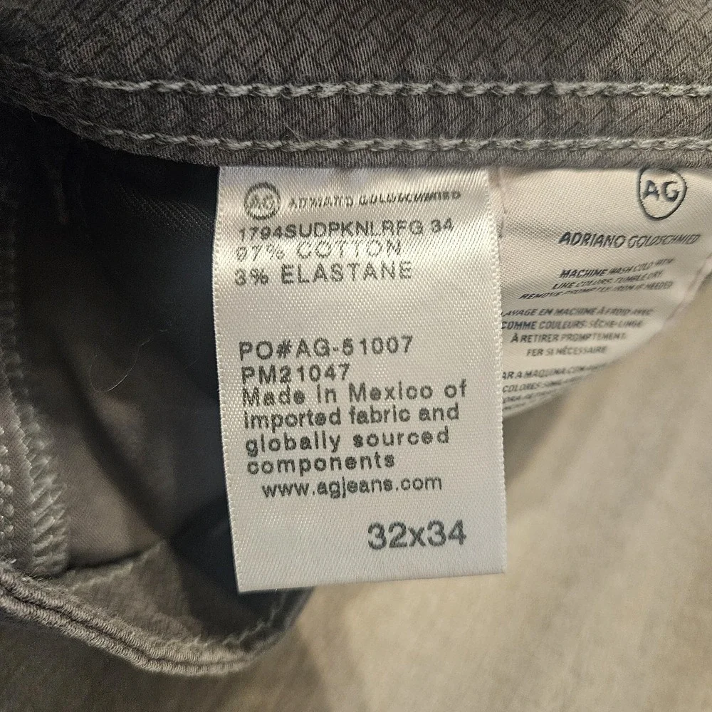 Adriano Goldschmied 32x34(32) The Everett‎ Slim Straight Gray Geometric Pants